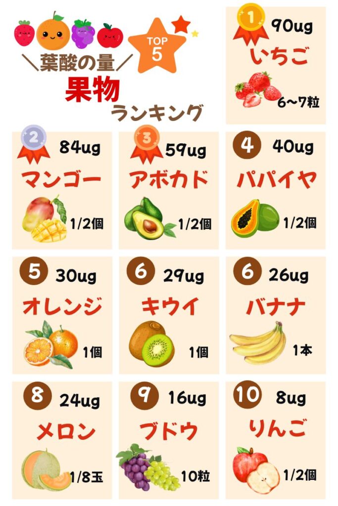 葉酸の量_果物ランキング